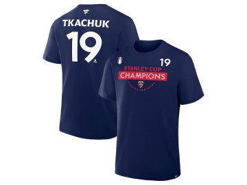 Pánské tričko Matthew Tkachuk #19 Florida Panthers 2025 Stanley Cup Champions Name & Number