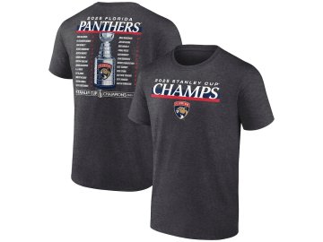 Pánské tričko Florida Panthers 2025 Stanley Cup Champions Give & Go Roster T-Shirt - Heather Charcoal