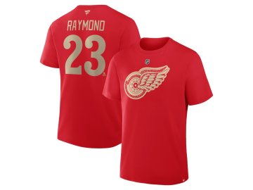 Pánské tričko Detroit Red Wings NHL Lucas Raymond #23 Centennial Authentic Stack Name & Number T-Shirt - Red