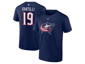 Pánské tričko Columbus Blue Jackets NHL Adam Fantilli #19 Authentic Stack Name & Number T-Shirt - Navy