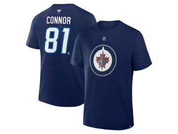 Pánské tričko Winnipeg Jets NHL Kyle Connor #81 Authentic Stack Name & Number T-Shirt - Navy