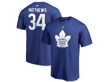 Pánské tričko Auston Matthews #34 Toronto Maple Leafs NHL Stack Logo Name & Number