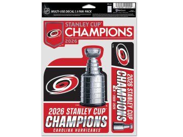 Samolepka Carolina Hurricanes NHL 2026 Stanley Cup Champions 3 pack Multi Use Decal