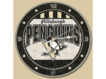 NHL nástěnné hodiny Pittsburgh Penguins Art Glass Wall