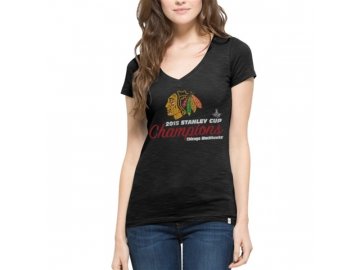 Dámské tričko Chicago Blackhawks 2015 Stanley Cup Champions Scrum V-Neck