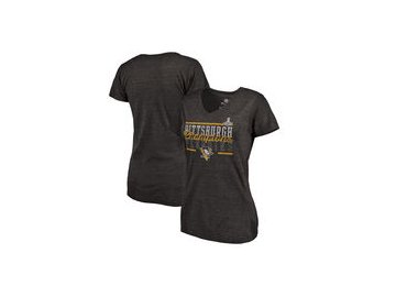Dámské tričko Pittsburgh Penguins Fanatics Branded 2017 Stanley Cup Champions Iron Tri-Blend T-Shirt - Black