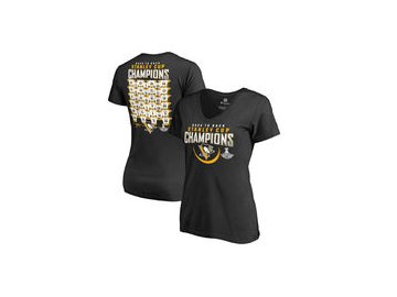 Dámské tričko Pittsburgh Penguins Fanatics Branded 2017 Stanley Cup Champions Rebound Roster V-Neck T-Shirt - Black