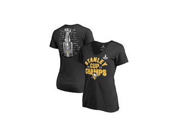 Dámské tričko Pittsburgh Penguins Fanatics Branded 2017 Stanley Cup Champions Shootout V-Neck T-Shirt - Black