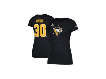 Dámské tričko Matt Murray Pittsburgh Penguins Reebok Women's 2017 Stanley Cup Champions Replica Name & Number T-Shirt - Black