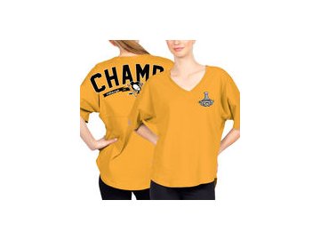 Dámské tričko Pittsburgh Penguins Fanatics Branded Women's 2017 Stanley Cup Champions Rink Spirit T-Shirt - Gold