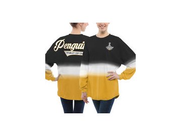 Dámské tričko Pittsburgh Penguins Fanatics Branded 2017 Stanley Cup Champions Ombre Long Sleeve Spirit Jersey - Black/Gold