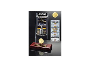 Pittsburgh Penguins Highland Mint 2017 Stanley Cup Champions 5-Time Multi-Champs Ticket & Bronze Coin Acrylic Desk Top