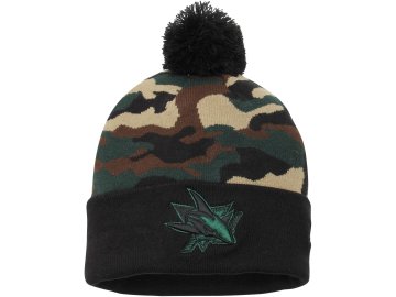 Kulich San Jose Sharks New Era Camo Top 2 Woodland Knit Beanie