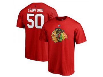 Tričko #50 Corey Crawford Chicago Blackhawks Stack Logo Name & Number
