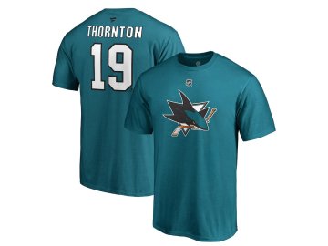 Tričko #19 Joe Thornton San Jose Sharks Stack Logo Name & Number