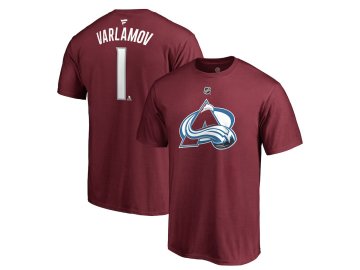 Tričko #1 Semyon Varlamov Colorado Avalanche Stack Logo Name & Number