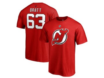 Tričko #63 Jesper Bratt New Jersey Devils Stack Logo Name & Number