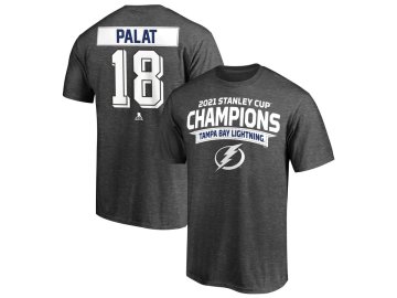 Pánské tričko Ondřej Palát #18 Tampa Bay Lightning 2021 Stanley Cup Champions