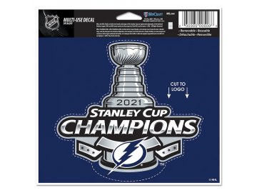Samolepka Tampa Bay Lightning 2021 Stanley Cup Champions 4'' x 6'' Cut-to-Logo Multi-Use Decal