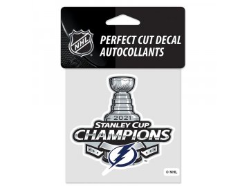 Samolepka Tampa Bay Lightning 2021 Stanley Cup Champions 4'' x 4'' Perfect-Cut Decal