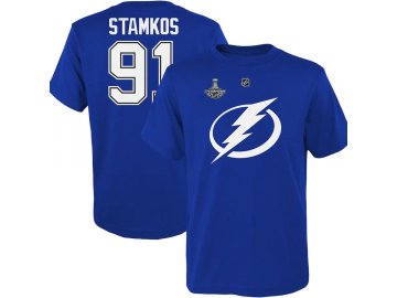 Dětské tričko Steven Stamkos #91 Tampa Bay Lightning 2021 Stanley Cup Champions Name & Number