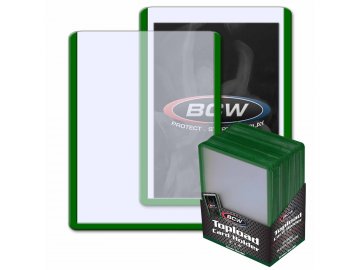 Plastový obal na hokejové karty BCW toploader 35pt Green Border 25 ks