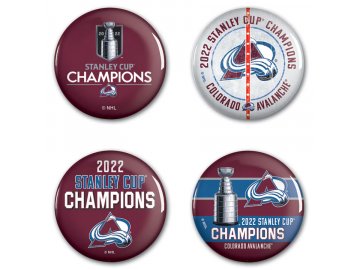 Sada placek Colorado Avalanche 2022 Stanley Cup Champions 4-Pack Button Set