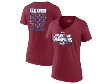 Dámské tričko Colorado Avalanche 2022 Stanley Cup Champions  Jersey Roster V-Neck