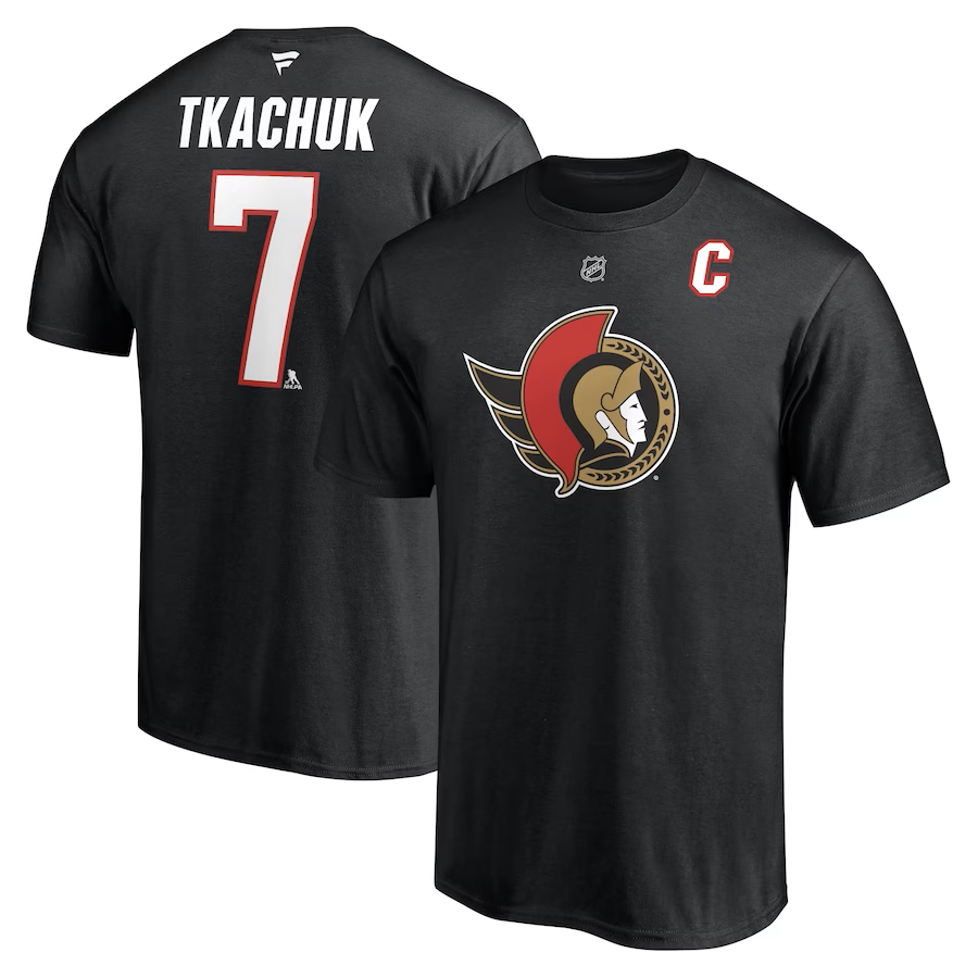 Pánské tričko Brady Tkachuk #7 Ottawa Senators NHL Authentic Stack Name & Number Velikost: M