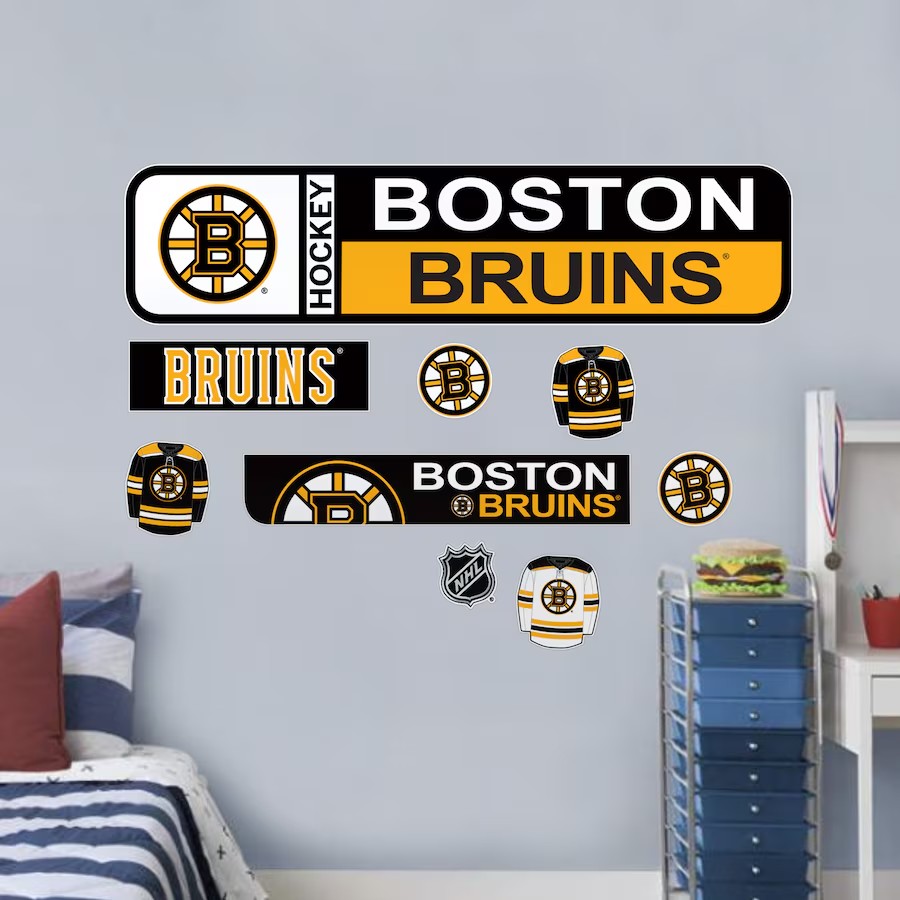 Mustang Samolepky na Stěnu Boston Bruins NHL Repositionable Street Signs Wall Decal Set