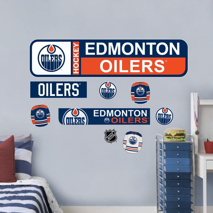 Mustang Samolepky na Stěnu Edmonton Oilers NHL Repositionable Street Signs Wall Decal Set