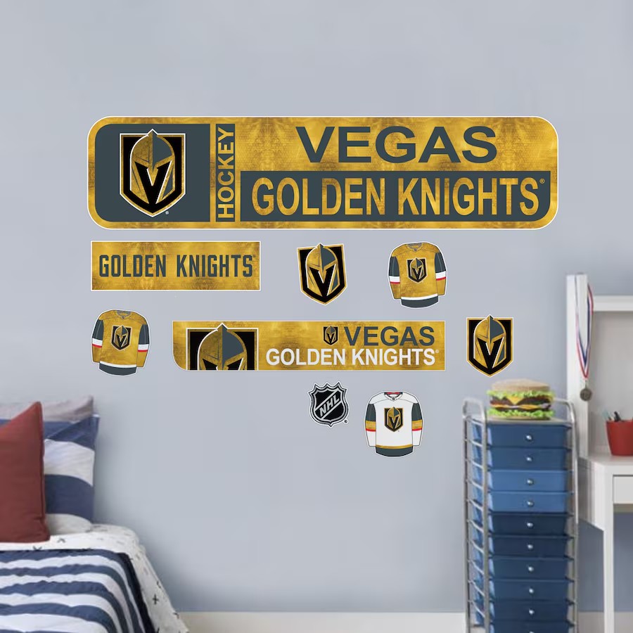 Mustang Samolepky na Stěnu Vegas Golden Knights NHL Repositionable Street Signs Wall Decal Set