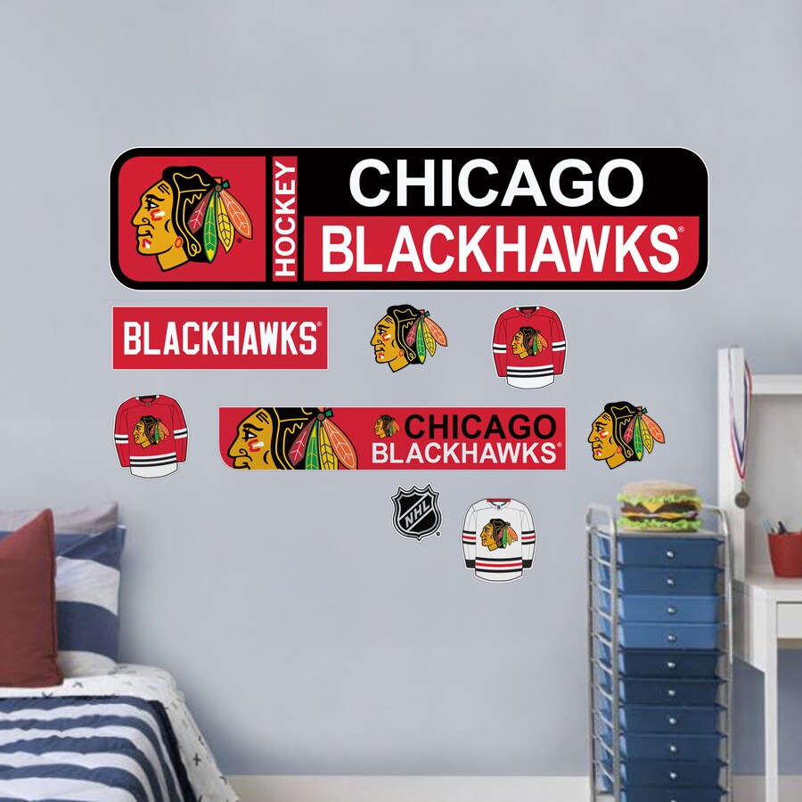 Mustang Samolepky na Stěnu Chicago Blackhawks NHL Repositionable Street Signs Wall Decal Set