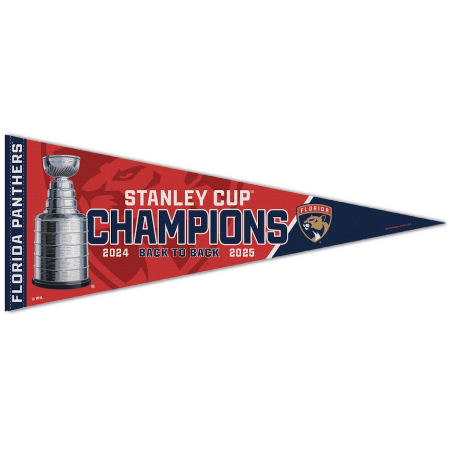 Fanatics Vlajka Florida Panthers NHL 2025 WinCraft Back-To-Back Stanley Cup Champions 12" x 30" Premium Pennant