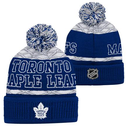 Levně Dětská zimní čepice Toronto Maple Leafs Puck Pattern Cuffed Pom