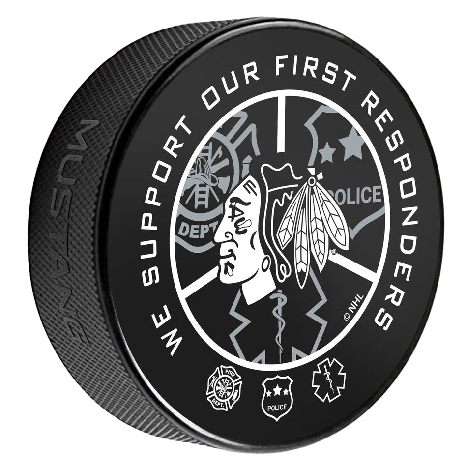 Levně Puk Chicago Blackhawks NHL Printed First Responders
