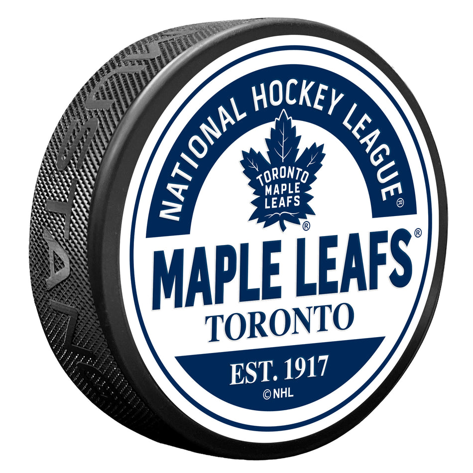 Levně Puk Toronto Maple Leafs NHL Block Textured Puck
