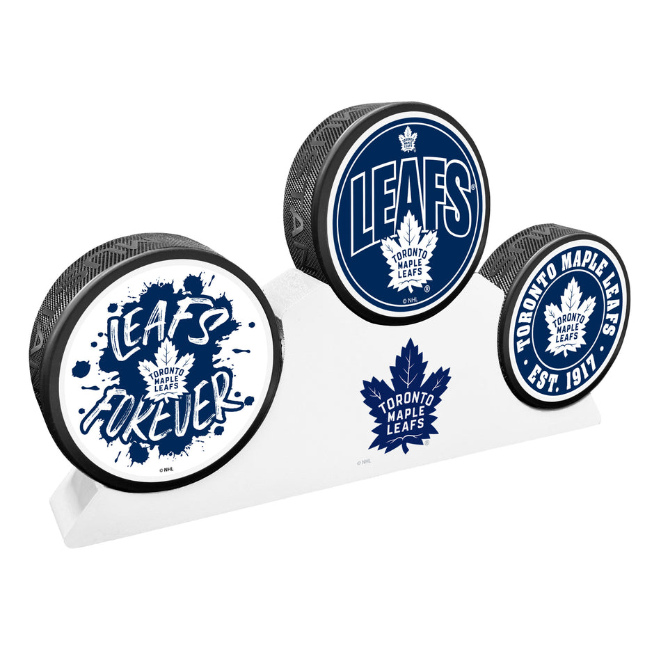 Levně Puk Toronto Maple Leafs NHL 3 Puck Podium Set