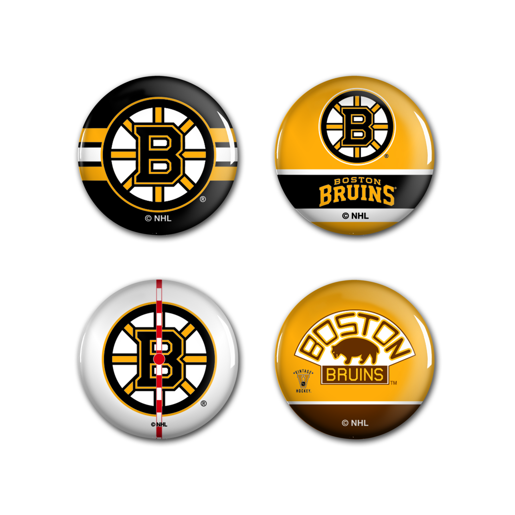 Levně Sada placek Boston Bruins NHL Button 4 Pack