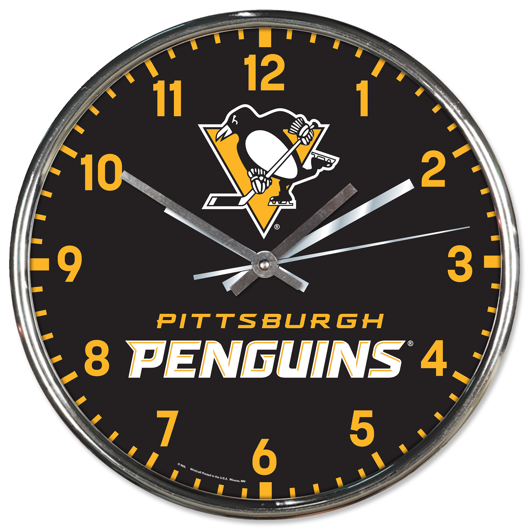 Levně Hodiny Pittsburgh Penguins NHL Chrome Clock