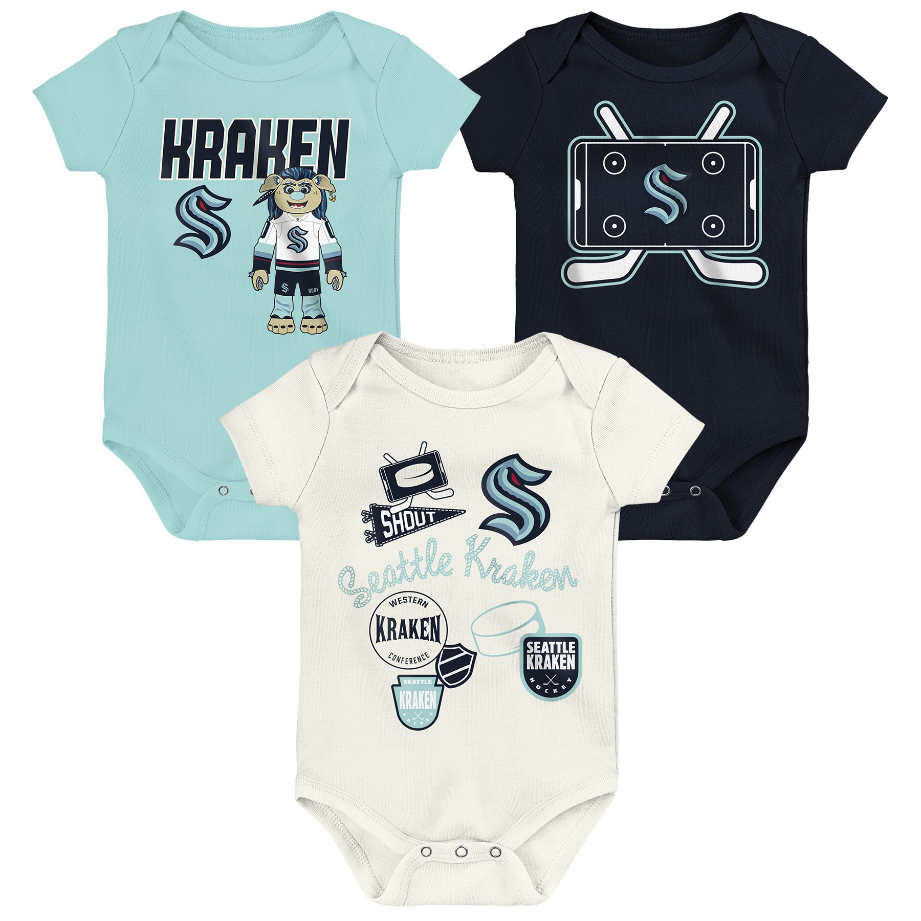 Levně Dětské body Seattle Kraken NHL Littlest Player 3Pk Creeper Se