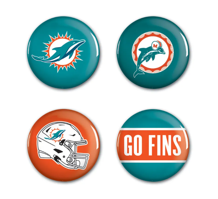 Sada placek Miami Dolphins NFL Button 4 Pack