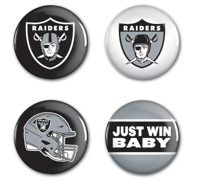 Sada placek Las Vegas Raiders NFL Button 4 Pack