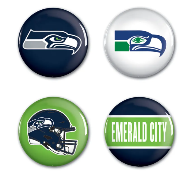 Sada placek Seattle Seahawks NFL Button 4 Pack
