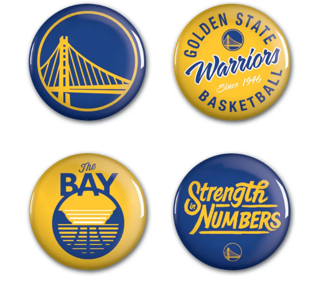 Sada placek Golden State Warriors NBA Button 4 Pack