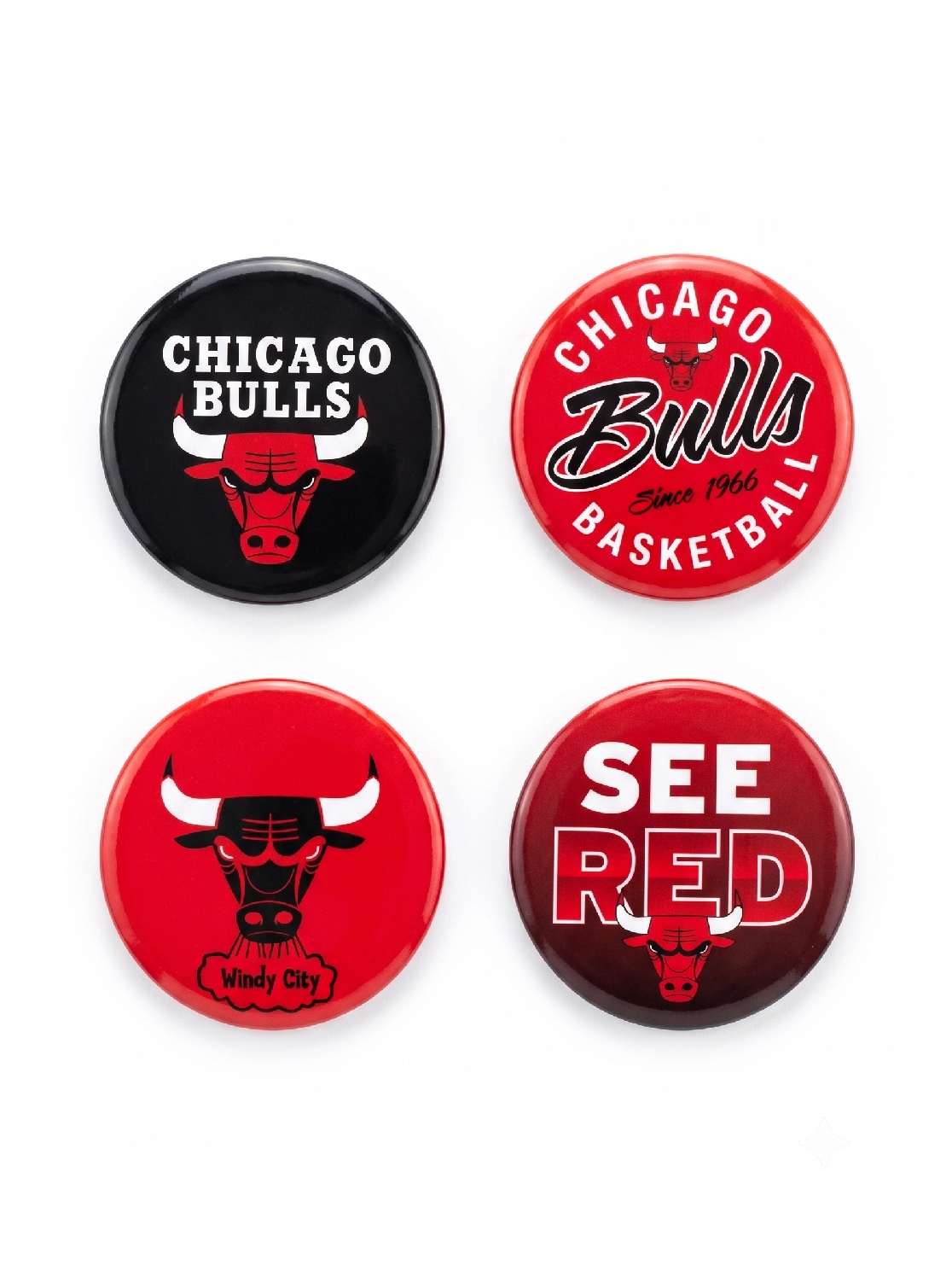 Sada placek Chicago Bulls NBA Button 4 Pack