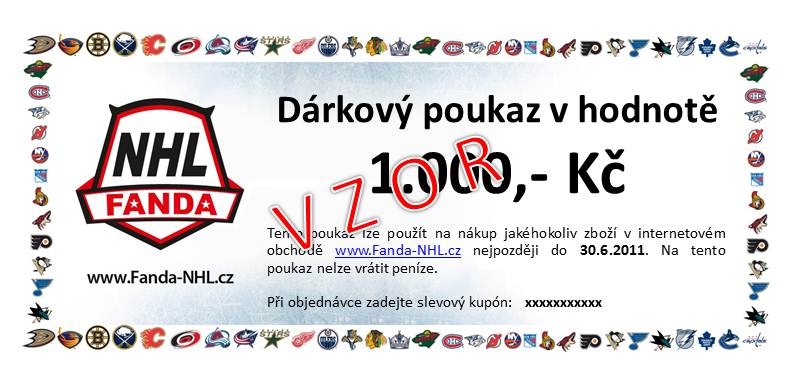 Levně Dárkový poukaz - voucher Fanda-NHL.cz Hodnota: 1 000 Kč