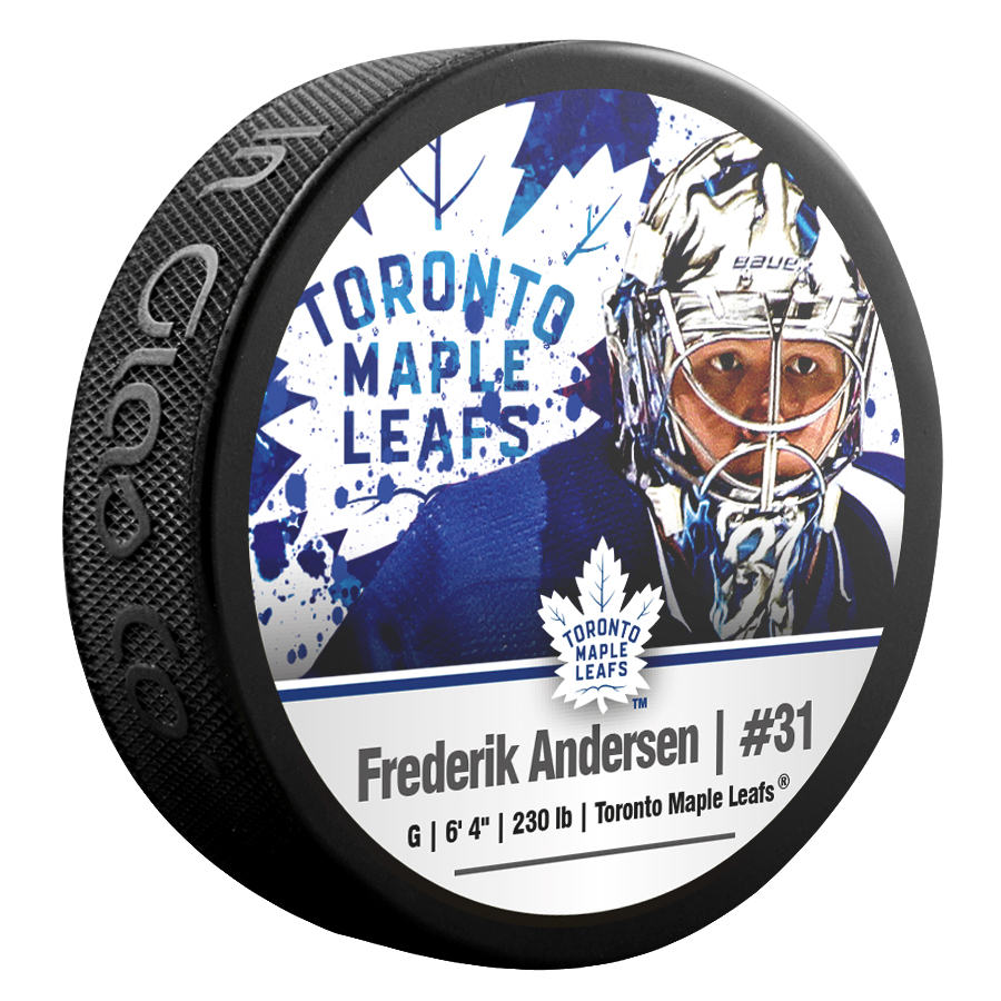 Levně Puk Toronto Maple Leafs NHL Frederik Andersen #31 NHLPA