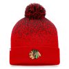Pánská zimní čepice Chicago Blackhawks NHL Iconic Gradiant Beanie Cuff with Pom Athletic Red-Black