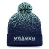 Pánská zimní čepice Seattle Kraken NHL Iconic Gradiant Beanie Cuff with Pom Traditional Navy-Icy Blue